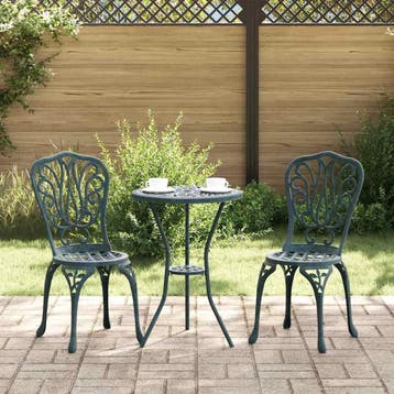 vidaXL Tuin Bistro Set 3 pcs Groen Aluminium, Verzenden