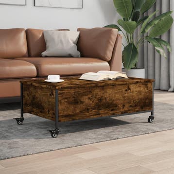 vidaXL Salontafel met wielen 91x55x34 cm bewerkt hout, Verzenden