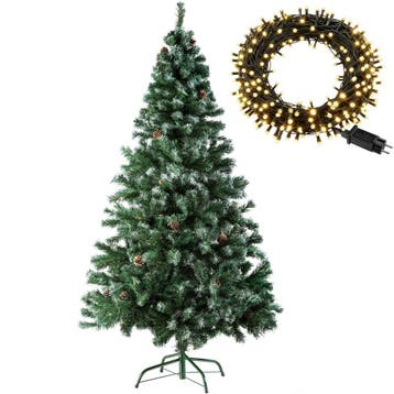 tectake Kunstkerstboom met dennenappels en metalen standaard, Verzenden, Nieuw