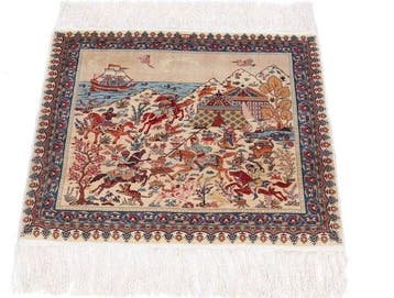 Pictorial Silk Hereke Artpiece Carpet with 12/12 1,44Mio., Nieuw