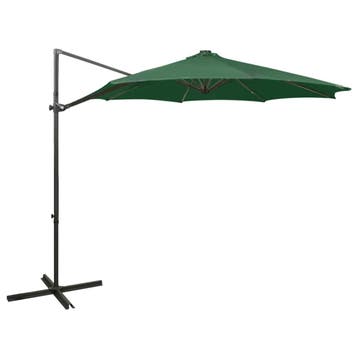 vidaXL Zweefparasol met paal en LED-verlichting 300 cm groen, Tuin en Terras, Verzenden, Nieuw