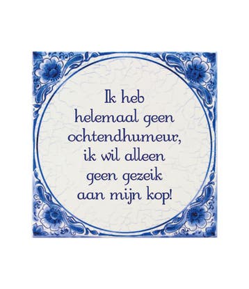 Delfts Blauw Tegel Ochtendhumeur 14,5cm, Verzenden, Nieuw