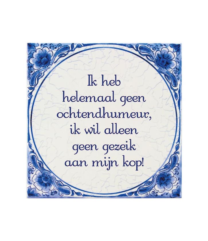 Delfts Blauw Tegel Ochtendhumeur 14,5cm, Huis en Inrichting, Woonaccessoires | Schilderijen, Tekeningen en Foto's, Nieuw, Verzenden