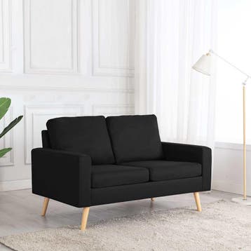 vidaXL Tweezitsbank / zetel stof zwart, Huis en Inrichting, Verzenden, Nieuw