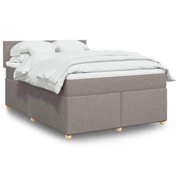 vidaXL Boxspring met matras stof taupe 140x200 cm, Verzenden