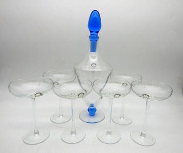 v.nason&c - Drinkset (7) - World Collection Blu - Muranoglas