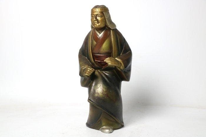 Antiek Japans gietbronzen beeldje van een voorname hoffiguur, Antiquités & Art, Antiquités | Autres Antiquités