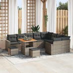 vidaXL Tuinbank Set 12 pcs Grijs poly rattan, Verzenden