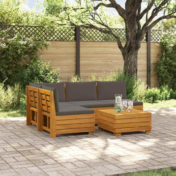 vidaXL 5 st Buiten bank set Massief Acacia Hout Bruin, Tuin en Terras, Verzenden, Nieuw