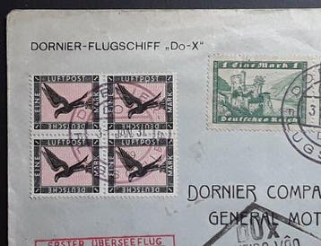 Duitse Rijk - Dornier-document / Eerste vlucht Europa -