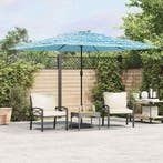 vidaXL Parasol met stalen paal 290x290x238 cm blauw, Verzenden