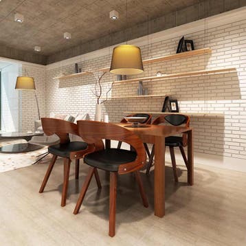 vidaXL Eetkamerstoelen 4 st gebogen hout en kunstleer bruin, Huis en Inrichting, Verzenden, Nieuw
