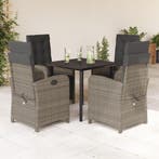 vidaXL 5-delige Tuinset met kussens poly rattan grijs, Verzenden, Nieuw, Tuinset