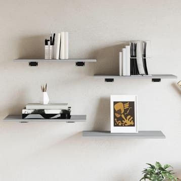 vidaXL Wandschappen 4 st 60x30x1,5 cm bewerkt hout grijs, Verzenden