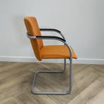 Lande vergaderstoel / sledestoel, oranje - grijs, Huis en Inrichting, Stoelen, Gebruikt, Eén