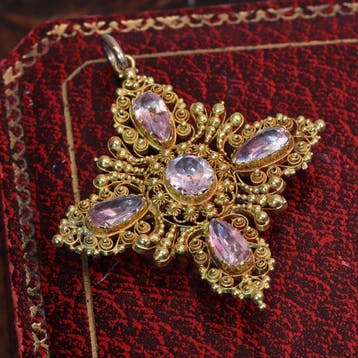 Pendentif - 14 carats Or jaune - Topaze, Antique 1840