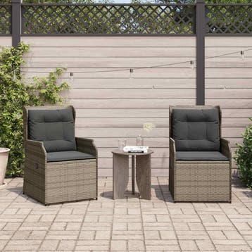 vidaXL Tuinbank 2 st Grijs poly rattan, Tuin en Terras, Verzenden, Nieuw