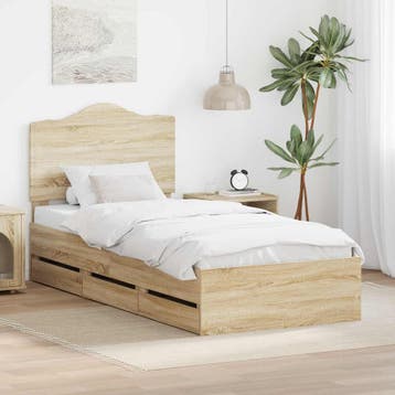 vidaXL Bedframe met lade Sonoma Eik 75 x 190 cm, Verzenden, Nieuw