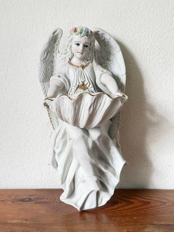 Art déco Bénitier - 1950-1960 - Tonneau surélevé par un ange
