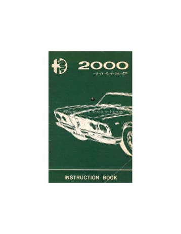 1962 ALFA ROMEO 2000  SPRINT INSTRUCTIEBOEKJE ENGELS, Ophalen of Verzenden