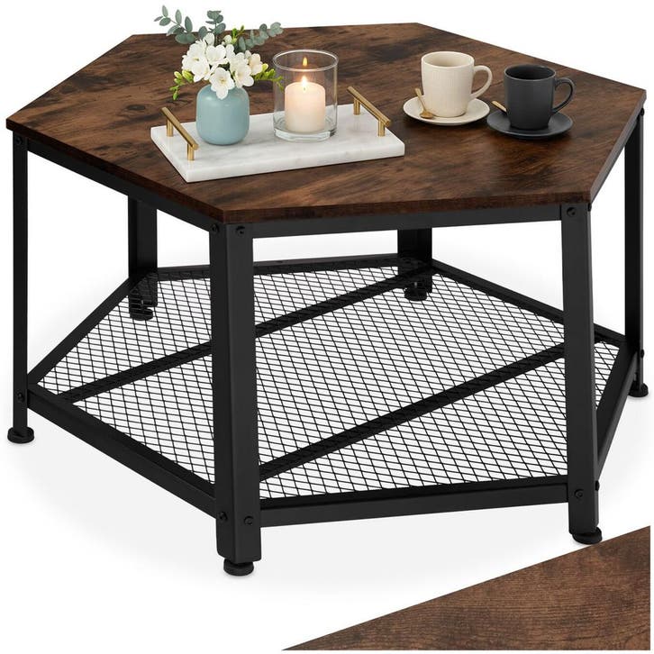 Salontafel Norwich - Industrieel hout donker, rustiek, Huis en Inrichting, Tafels | Salontafels, Verzenden