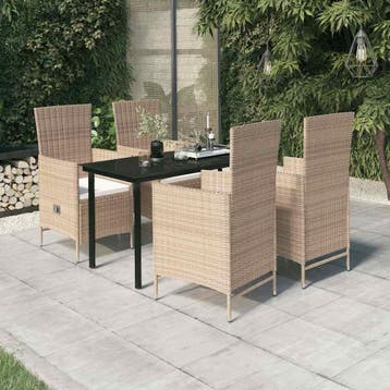 vidaXL 5-delige Tuinset met kussens beige, Verzenden, Tuinset