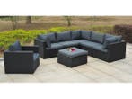 Veiling - Loungeset EIVISSA | 7-delig | Wicker | zwart + ant, Tuin en Terras, Nieuw