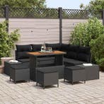 vidaXL Tuinbank Set met kussen met opslag 9 pcs Zwart Poly, Verzenden, Nieuw