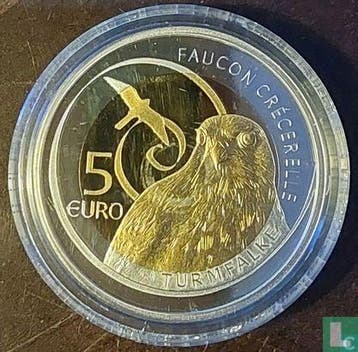 Luxemburg 5 euro 2009 (PROOF) Common kestrel, Postzegels en Munten, Verzenden, Zilver, 5 euro, Losse munt