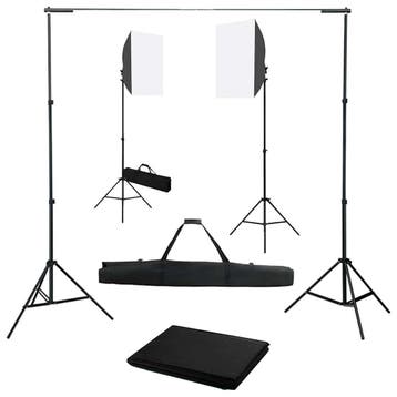 vidaXL Fotostudioset met softboxlampen en achtergrond, Verzenden