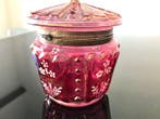 Bohemian Cranberry glass box - Sieradendoos - Messing, Glas