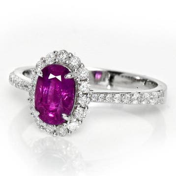 Zonder minimumprijs - Ring - 14 karaat Witgoud, GIA 1,14 ct, Nieuw