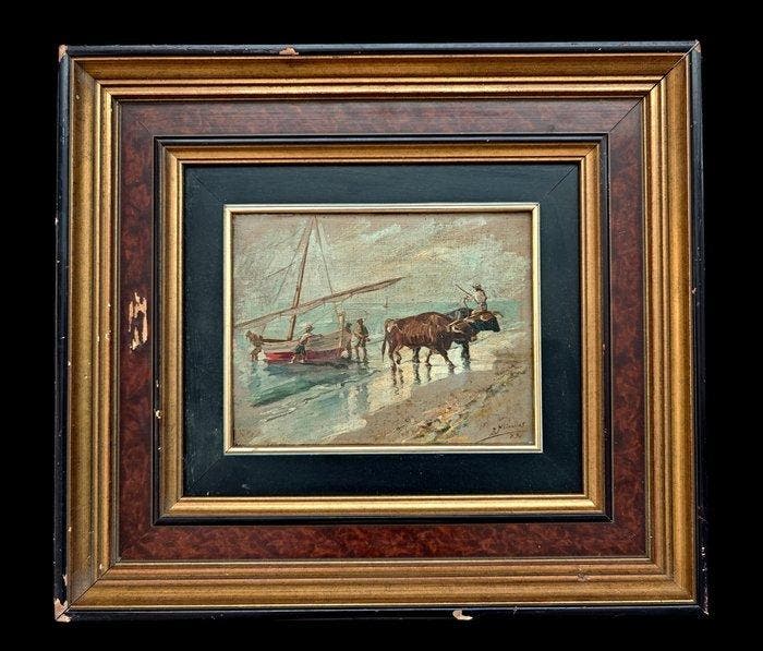 Juan García Miralles (1952) - Regreso de la pesca, Antiek en Kunst, Kunst | Schilderijen | Klassiek