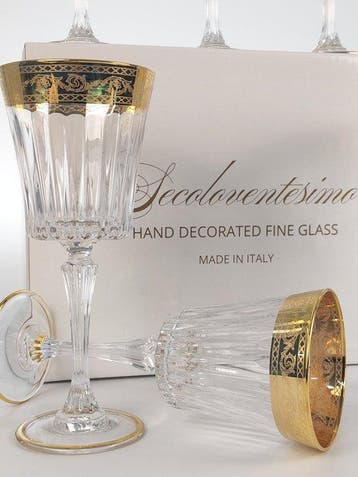 Kelk (6) - 24 kt goud - handbeschilderde gouden kelk, Antiek en Kunst