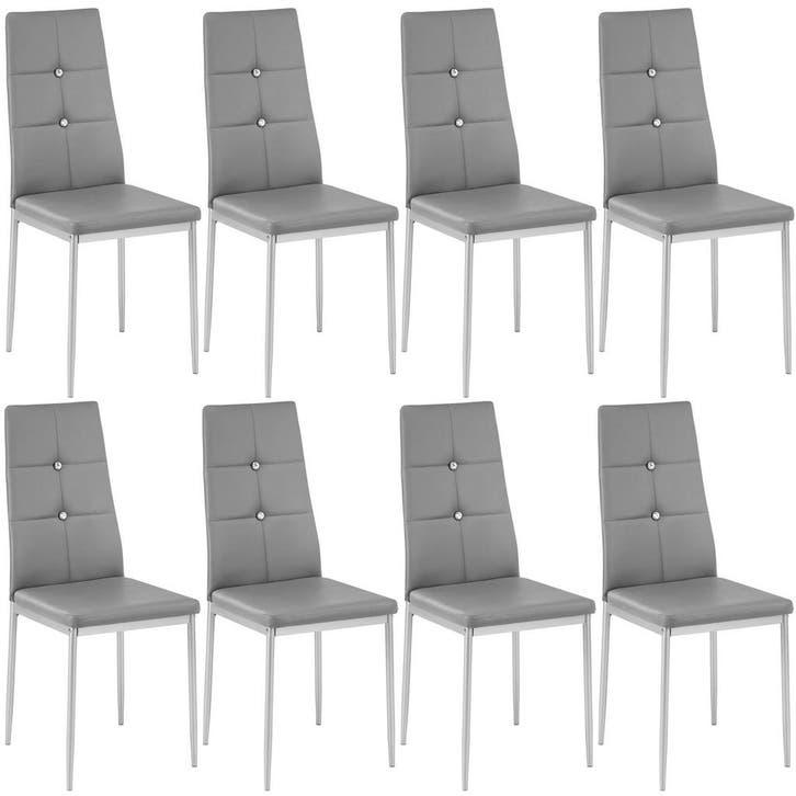 tectake Eetkamerstoelen, kunstleer met strass steentjes - gr, Huis en Inrichting, Stoelen, Verzenden