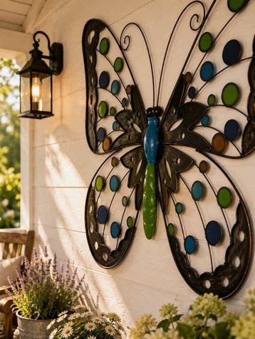 Sculptuuur voor buiten, Grote Metalen Vlinder Wanddecoratie