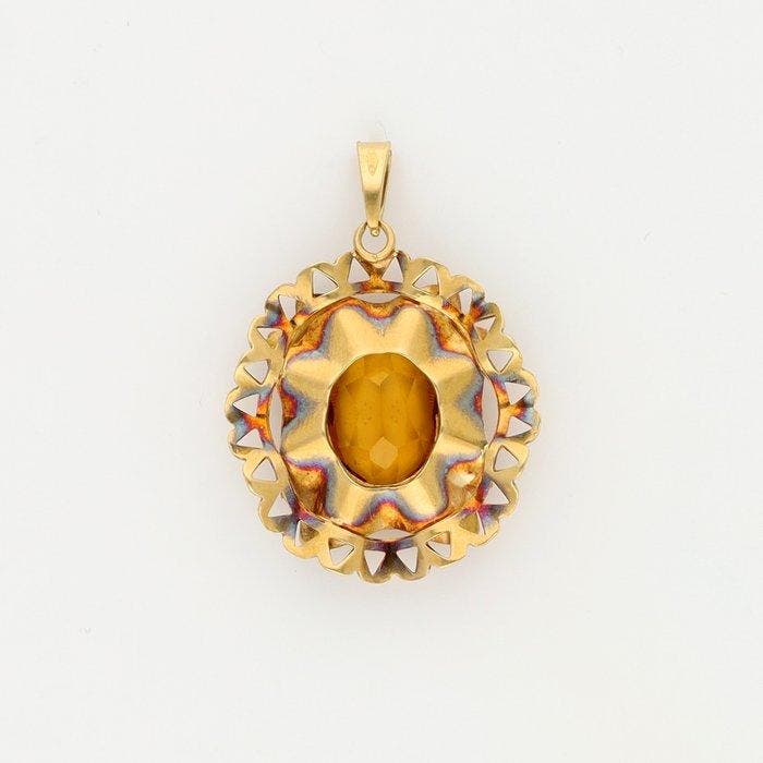 Hanger - 18 karaat Geel goud Saffier - Gele saffier, Bijoux, Sacs & Beauté, Bijoux anciens