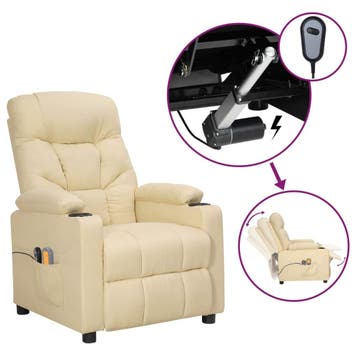 vidaXL Massagestoel elektrisch stof crèmekleurig, Verzenden, Nieuw