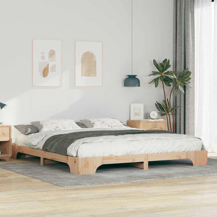 vidaXL Bedframe Bruin 180 x 210 cm Massief grenenhout, Maison & Meubles, Chambre à coucher | Lits, Envoi