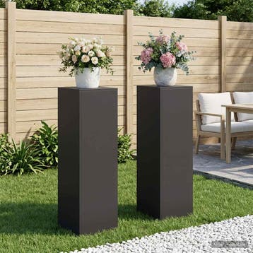vidaXL Plantenstand 2 pcs Zwart 30 x 30 x 100 cm Staal, Verzenden