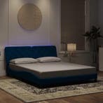 vidaXL Bedframe met LED zonder matras fluweel blauw 160x200, Verzenden