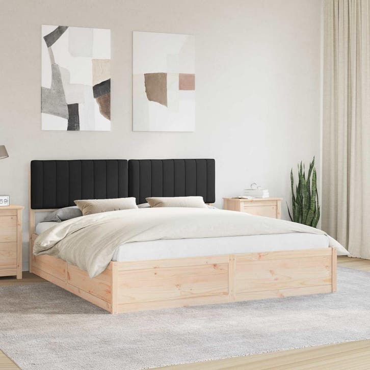 vidaXL Bedframe met Gevoerde Hoofdbord Zwart 180 x 200 cm, Maison & Meubles, Chambre à coucher | Lits, Envoi