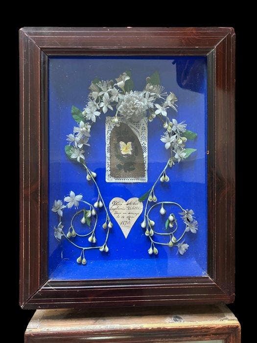 Pair of French Wedding shadow boxes - Diorama - 1850-1900, Antiquités & Art, Antiquités | Autres Antiquités