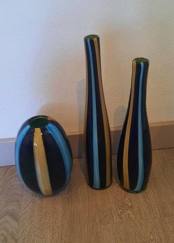 Vaas (3) - Glas - 3 Delige set glazen vazen