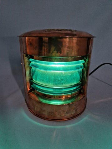 Starboard lamp - Messing, Koper, Glas
