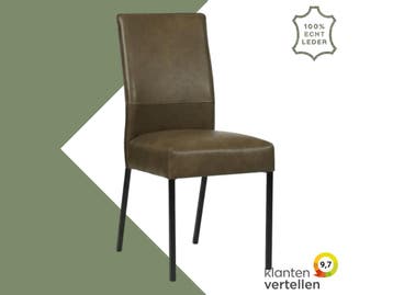 Leren eetkamerstoel Real - Granada Ash (grijs/bruin) -, Huis en Inrichting, Stoelen, Nieuw, Ophalen of Verzenden, Industrieel, Modern