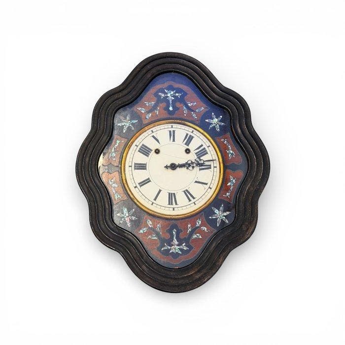 bullseye - Hout, Messing - 1850-1900, Antiek en Kunst, Antiek | Klokken