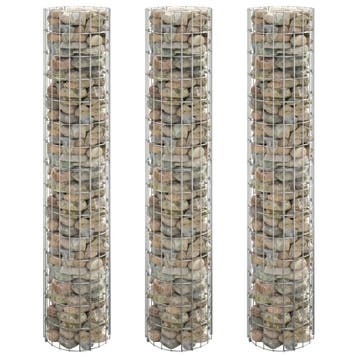vidaXL Gabion plantenbakken 3 st rond verhoogd Ø30x150 cm, Verzenden, Nieuw