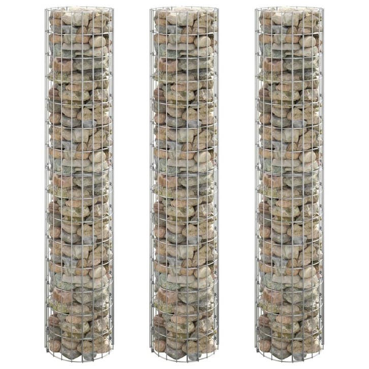 vidaXL Gabion plantenbakken 3 st rond verhoogd Ø30x150 cm, Jardin & Terrasse, Pots de fleurs, Envoi