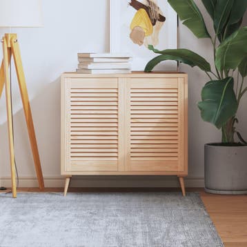 vidaXL Kastdeuren met lamellen 2 st 61,5x39,4 cm massief, Verzenden